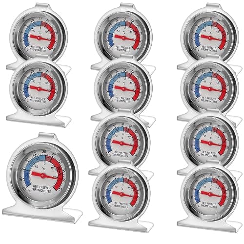 10 Pcs Refrigerator Freezer Thermometer Large Dial Fridge Thermometer with Dual-Scale -30~30°C/-20~80°F Classic Fridge Thermometer Large Dial with Red Indicator Thermomet for Freezer Refrigerator Co