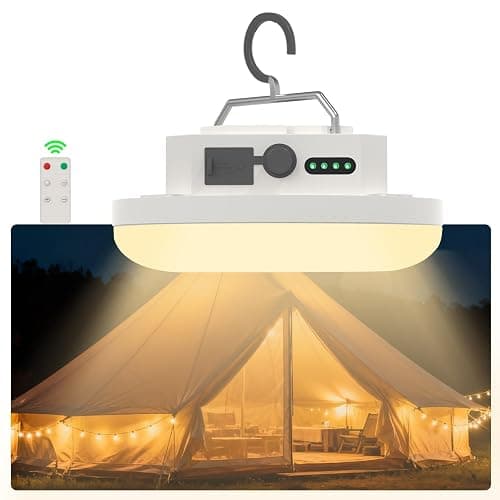 Rechargeable LED Camping Lantern 4000LM with Remote – Tent Light, Warm/Neutral/Cool 3 Modes & Stepless Dimming, IPX5 Waterproof, Magnetic Hook, Portable for Camping & Glamping